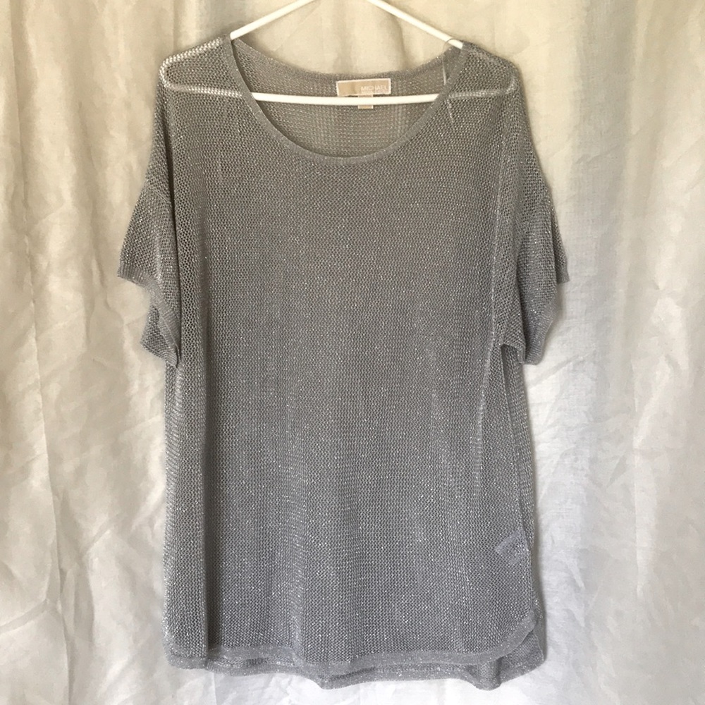 Michael Kors metallic silver top XL